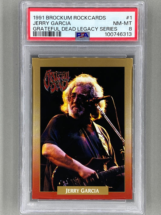 1991 Brockum Rockcards #1 Jerry Garcia Grateful Dead Legacy Series PSA 8 Pop 33 (Music)