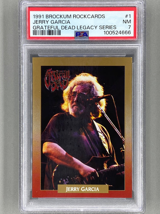 1991 Brockum Rockcards #1 Jerry Garcia Grateful Dead Legacy Series PSA 7 Pop 19 (Music)