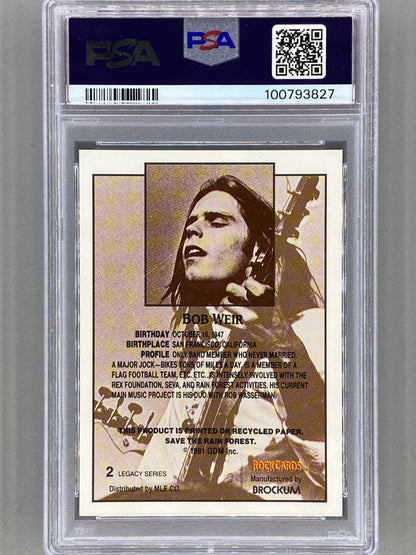 1991 Brockum Rockcards #2 Bob Weir Grateful Dead Legacy Series PSA 8 Pop 18 (Music)
