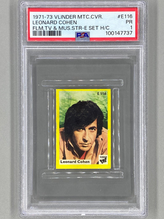 1972 Vlinder #E116 Leonard Cohen Matchbox Cover H/C PSA 1 Pop 1 (Music)