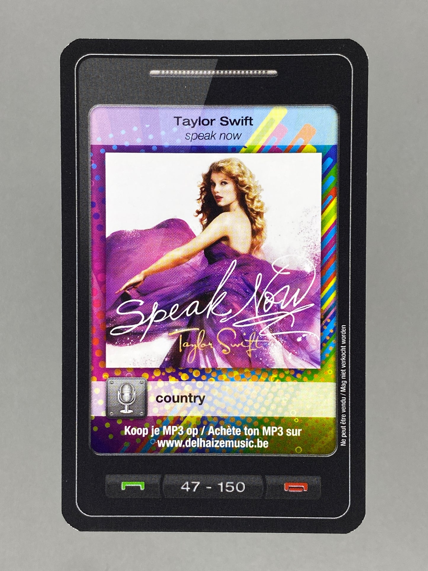 2011 Delhaize #47 Taylor Swift Speak Now Star & Tunes (Belgium) (Music)