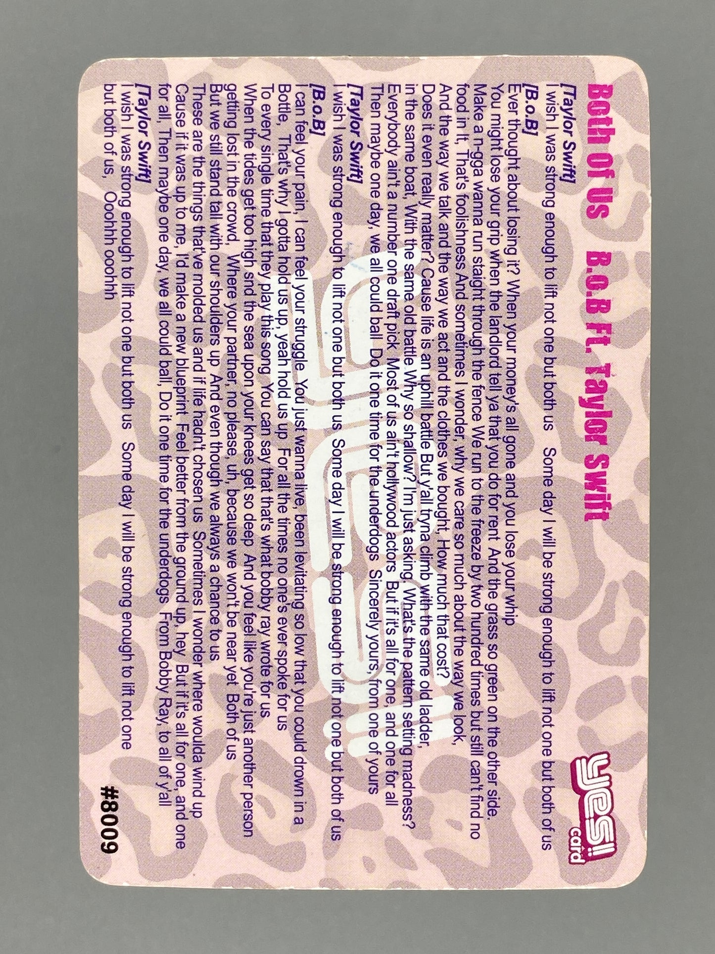 c 2012-2014 Yes! Card #8009 Taylor Swift Hong Kong (Music)