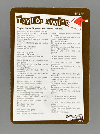 c 2012-2014 Yes! Card #8756 Taylor Swift Hong Kong (Music)