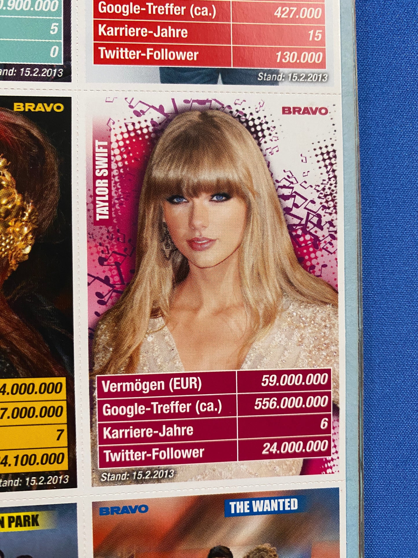 2013 Bravo Nr 11 Magazine Taylor Swift - w/ Complete 32 Card Insert Lot (Germany) (Music)