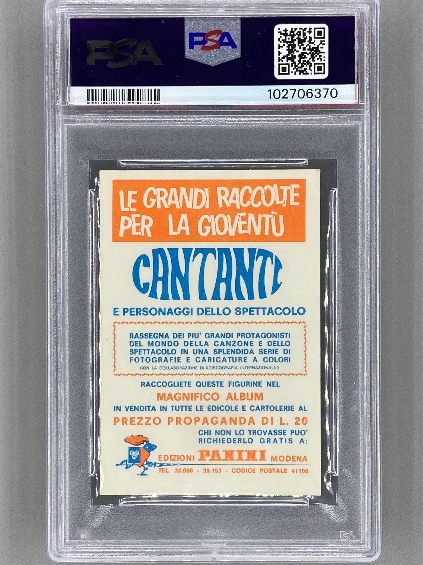 1968 Panini #203 The Kinks Cantanti PSA 4 - Pop 2 (Music)