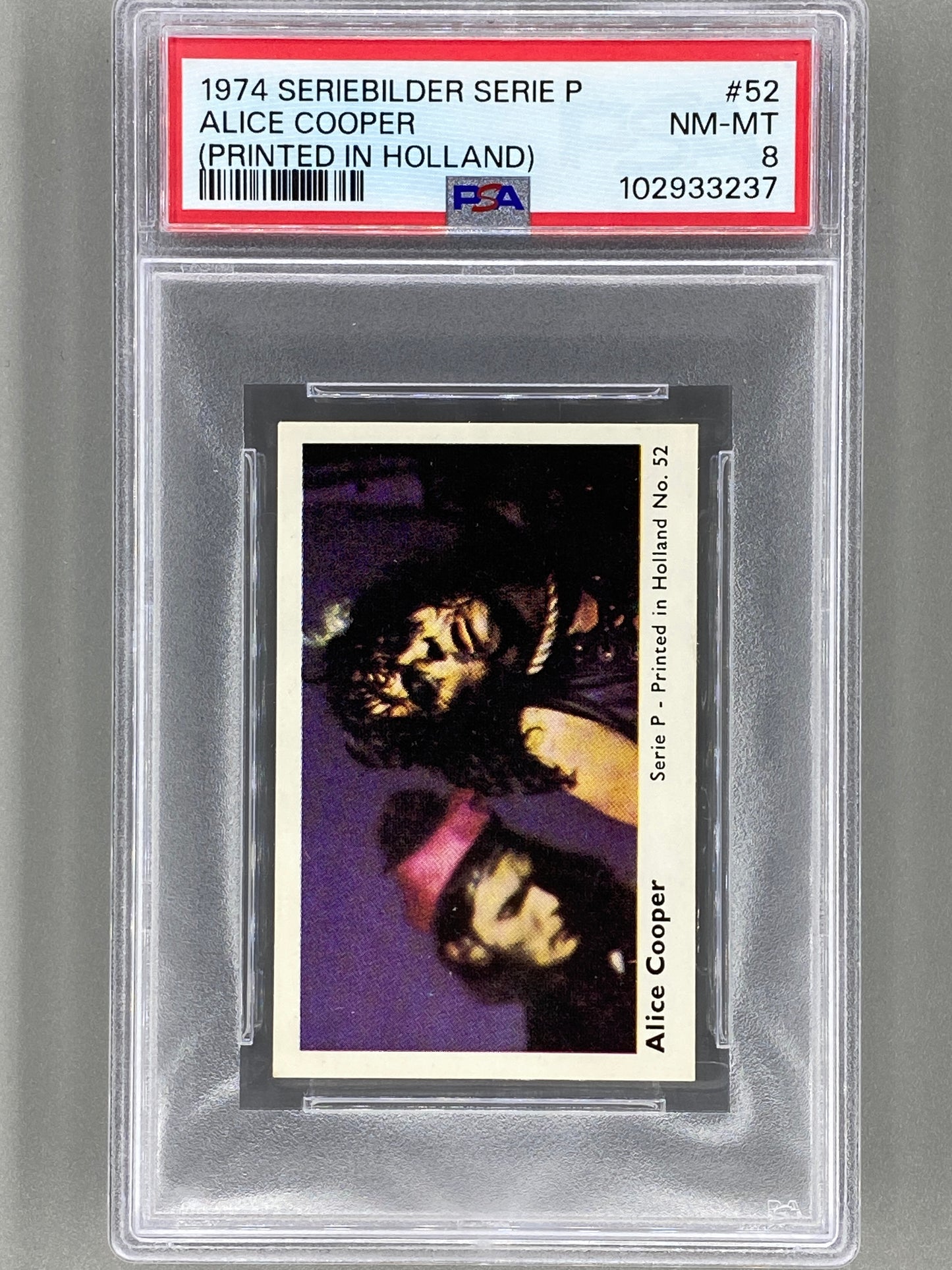 1974 Seriebilder Serie P #52 Alice Cooper (Printed in Holland) PSA 8 Pop 1 (Music)