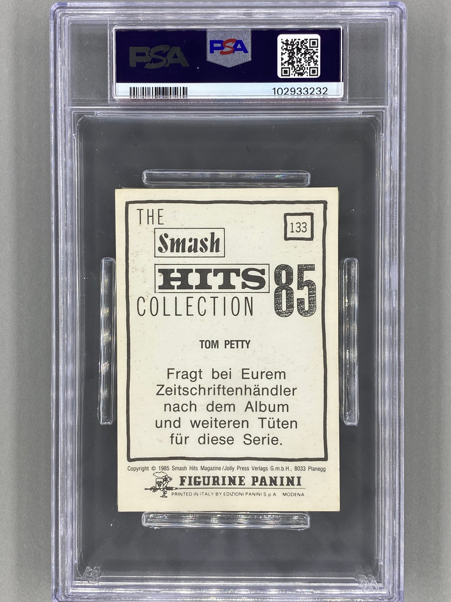 1985 Panini #133 Tom Petty (German) Smash Hits Collection PSA 3 - Pop 1 (Music)