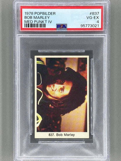 4 Card Lot - 1978 Popbilder #837 Bob Marley Med Punkt IV PSA 4 - PSA 3.5 - PSA 3 - PSA 2