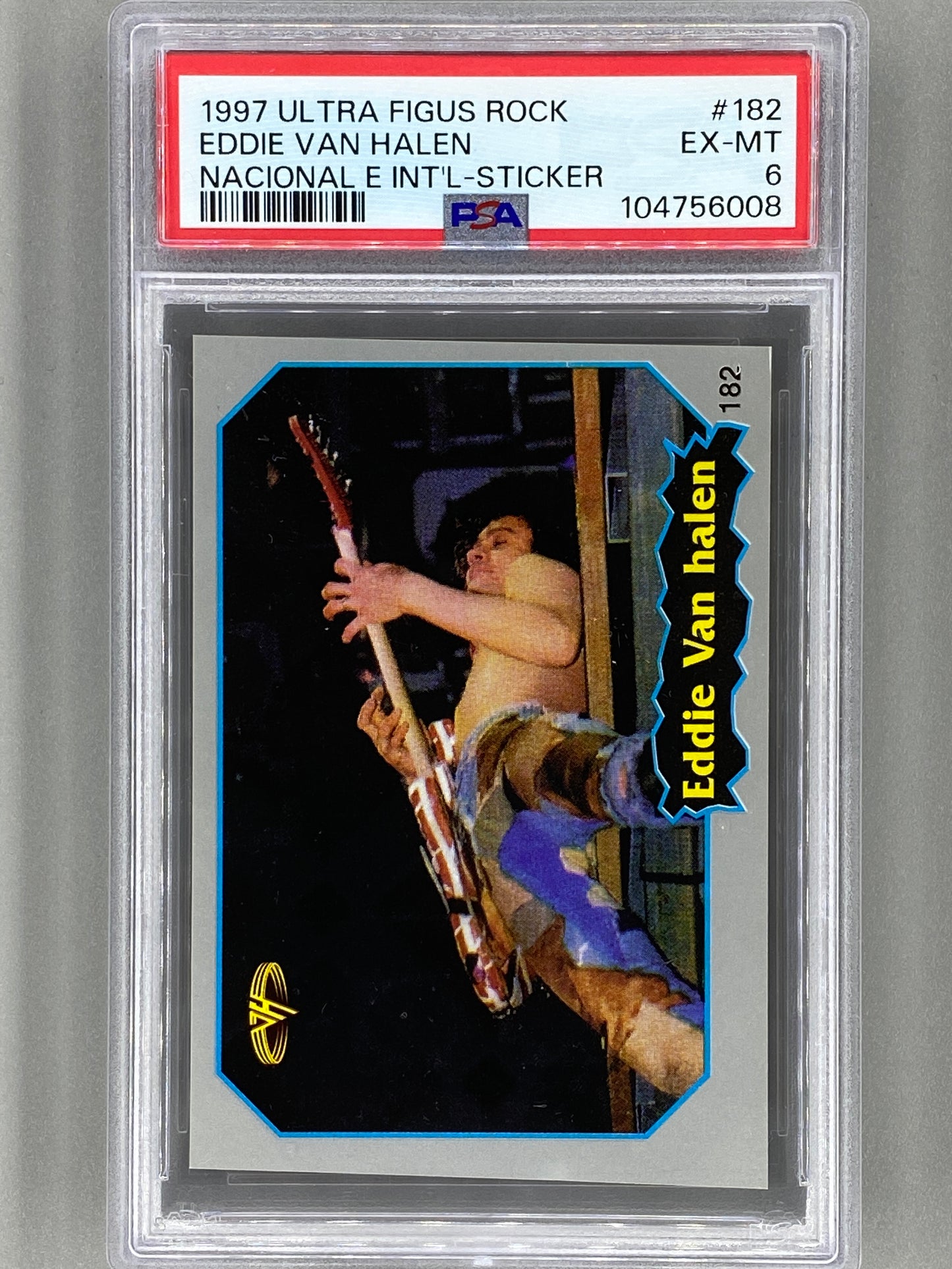 1997 Ultra Figus #182 Eddie Van Halen Rock Nacional E Intl Sticker PSA 6 Pop 4 (Music)