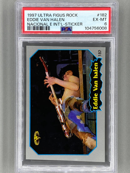 1997 Ultra Figus #182 Eddie Van Halen Rock Nacional E Intl Sticker PSA 6 Pop 4 (Music)