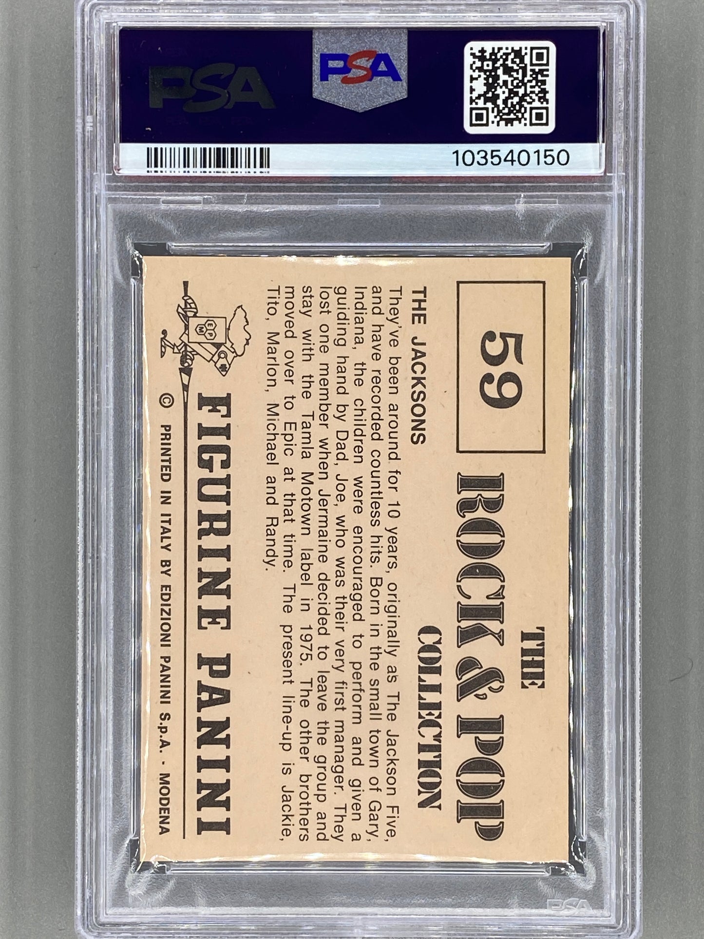 1980 Panini #59 The Jacksons The Rock & Pop Collection PSA 4 Pop 3 (Music)