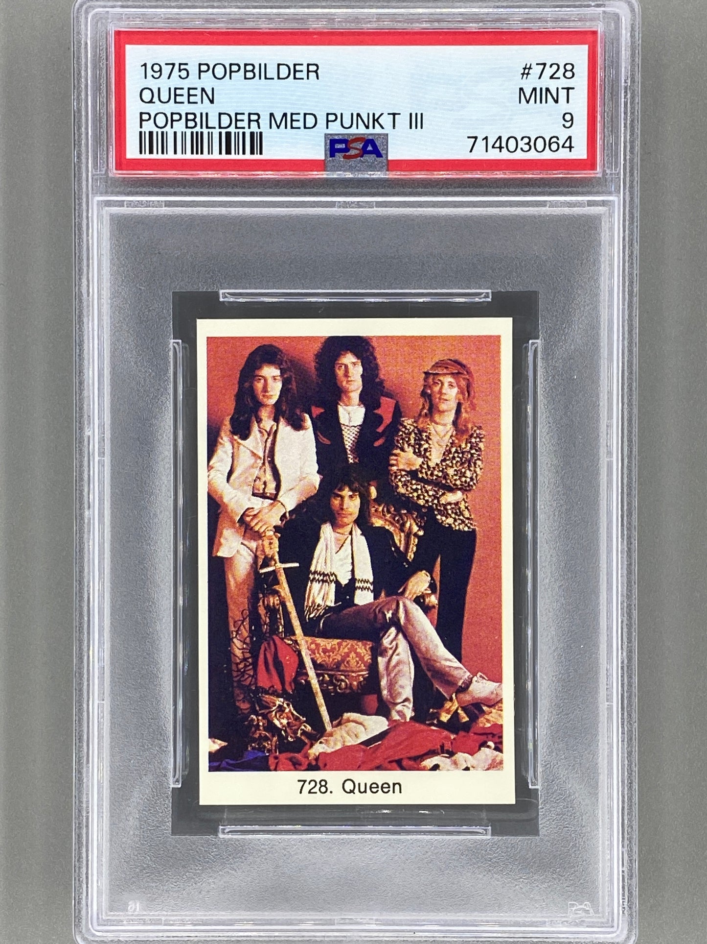 1975 Popbilder #728 Queen Med Punkt III PSA 9 Pop 1 (Music)