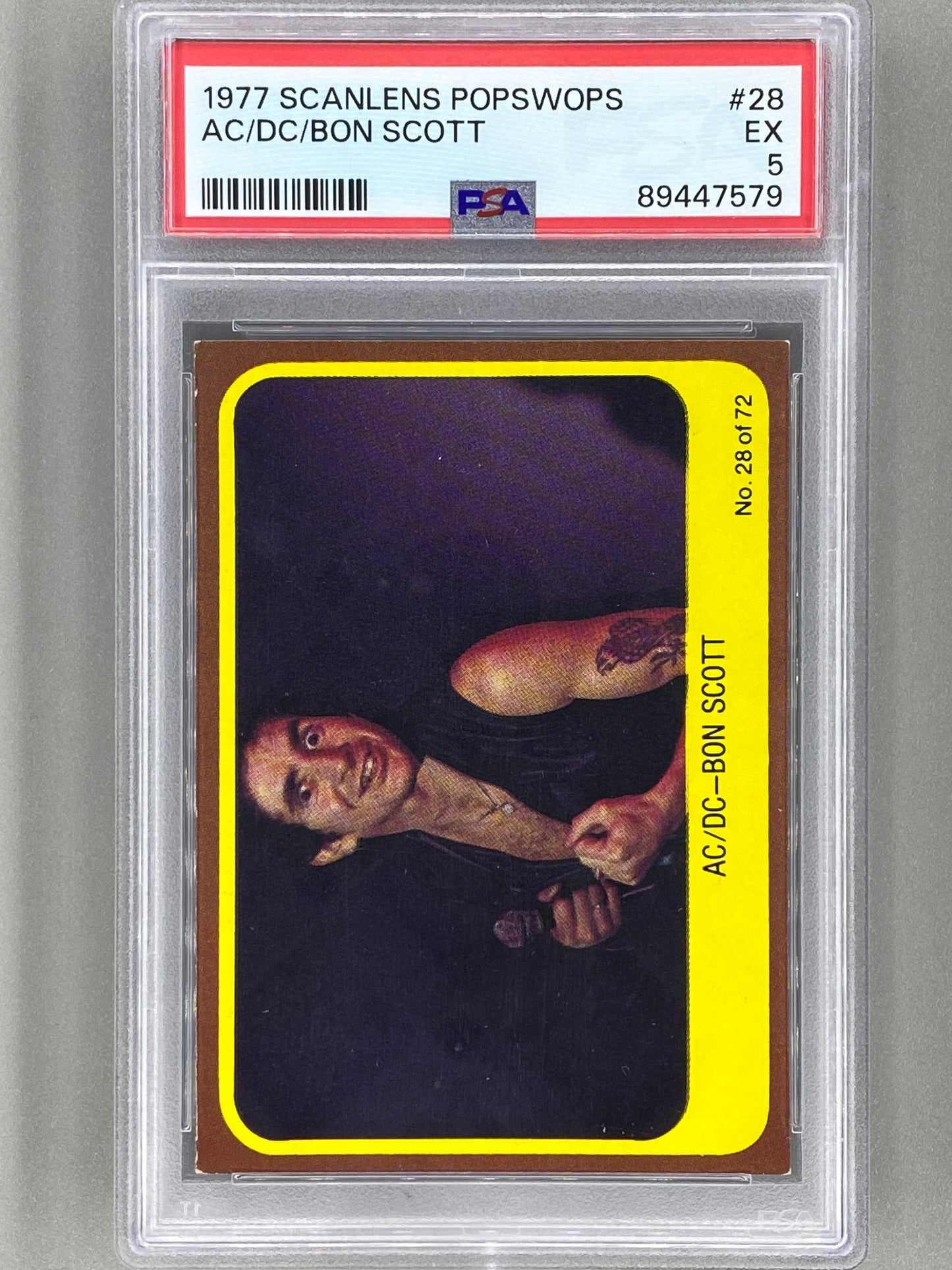 1977 Scanlens Popswops #28 AC/DC Bon Scott PSA 5 Pop 2 (Music)