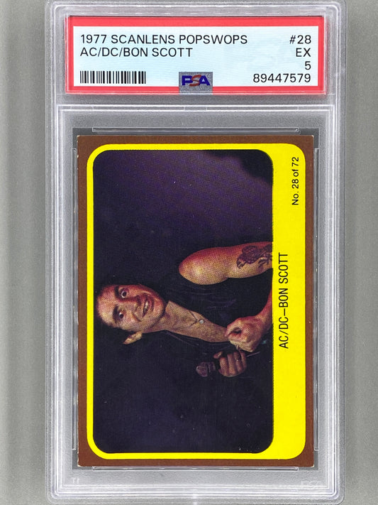 1977 Scanlens Popswops #28 AC/DC Bon Scott PSA 5 Pop 2 (Music)