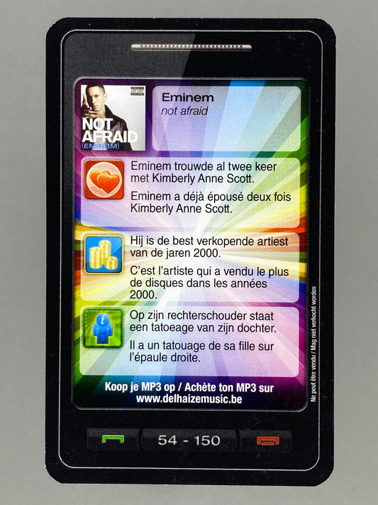 2011 Delhaize #54 Eminem Not Afraid Star & Tunes Card (Belgium) (Music)
