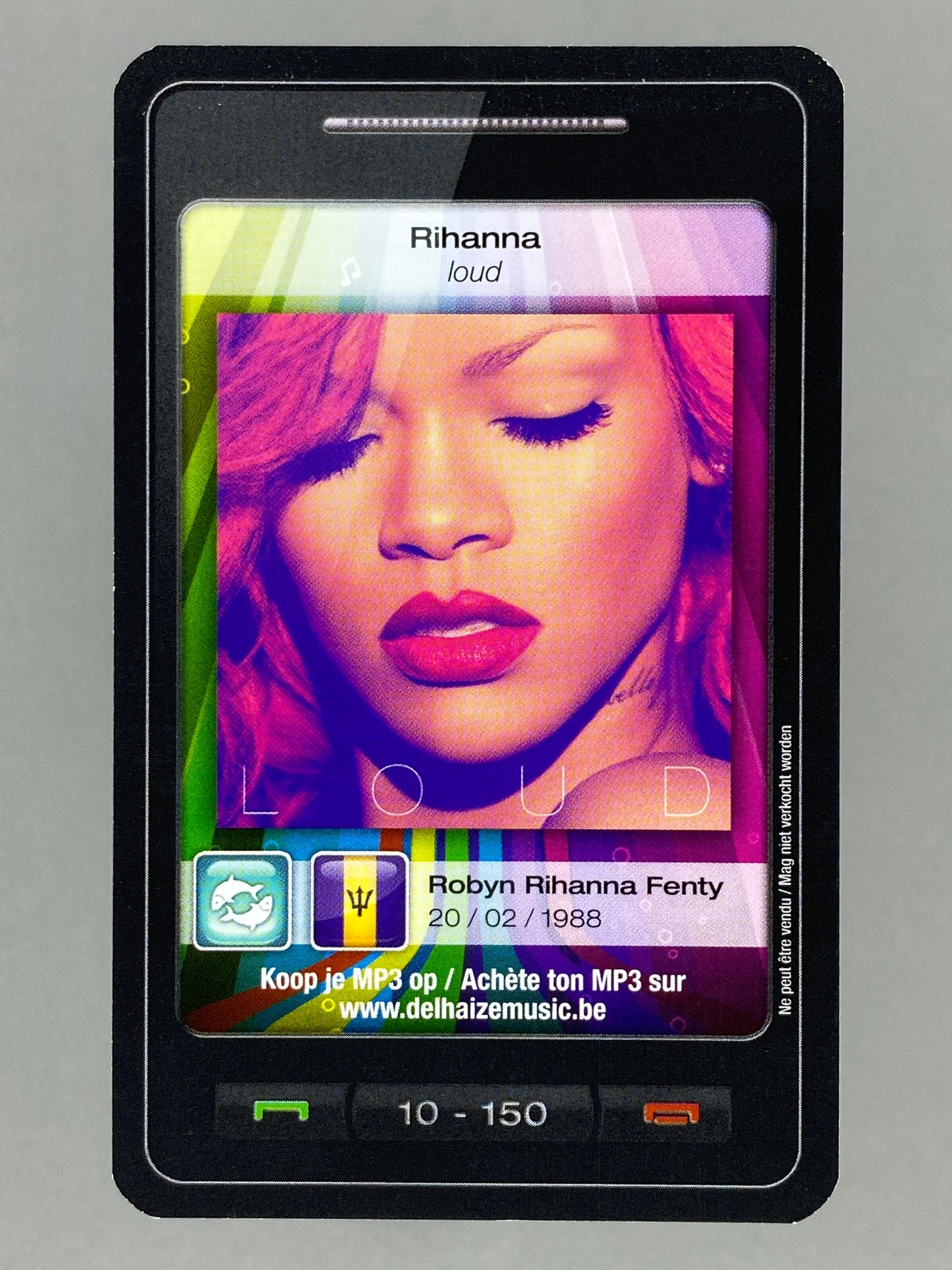 2011 Delhaize #10 Rihanna Loud Star & Tunes Card (Belgium) (Music)
