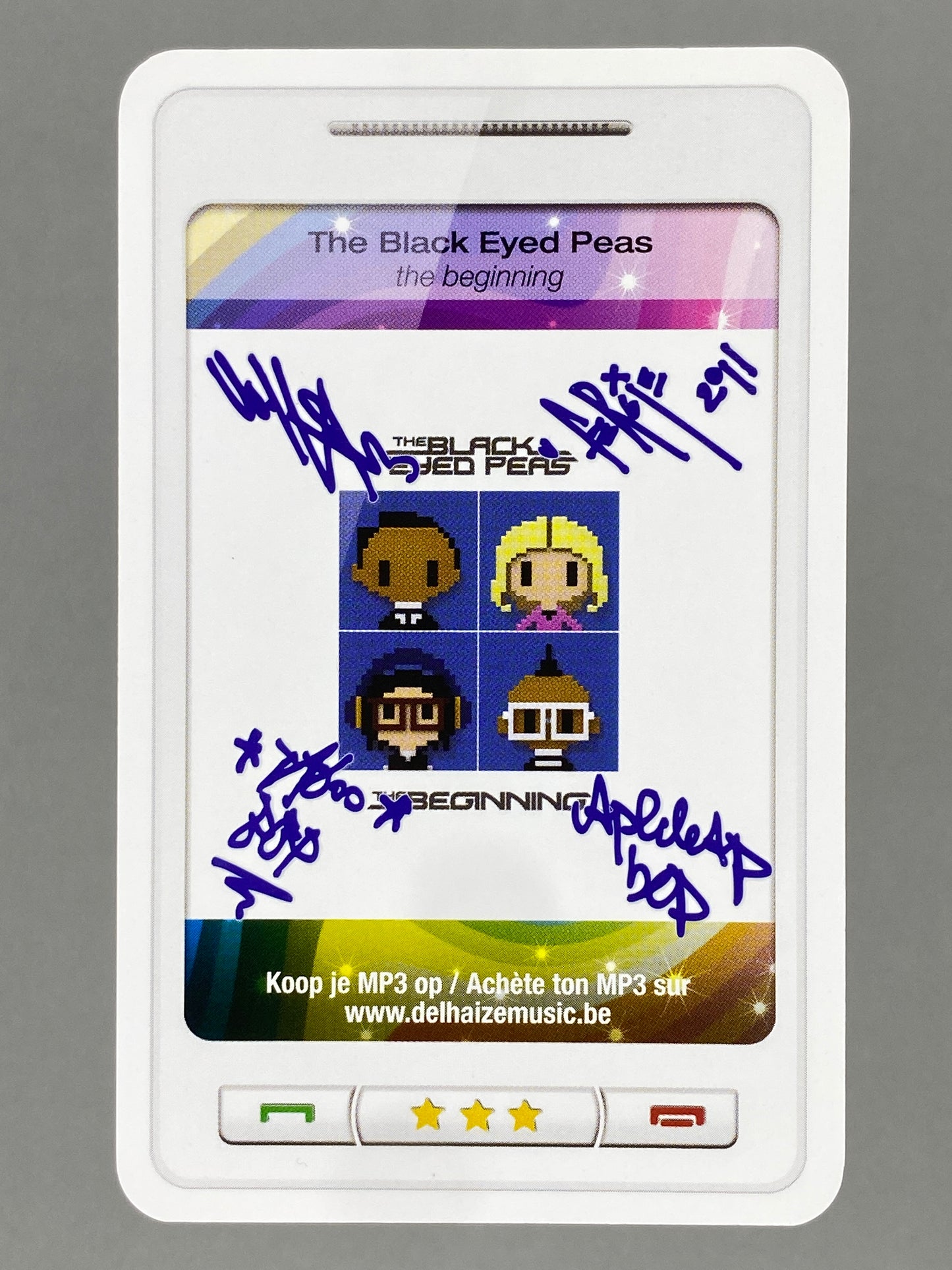 2011 Delhaize The Black Eyed Peas Star & Tunes Autograph Card (Belgium) (Music)