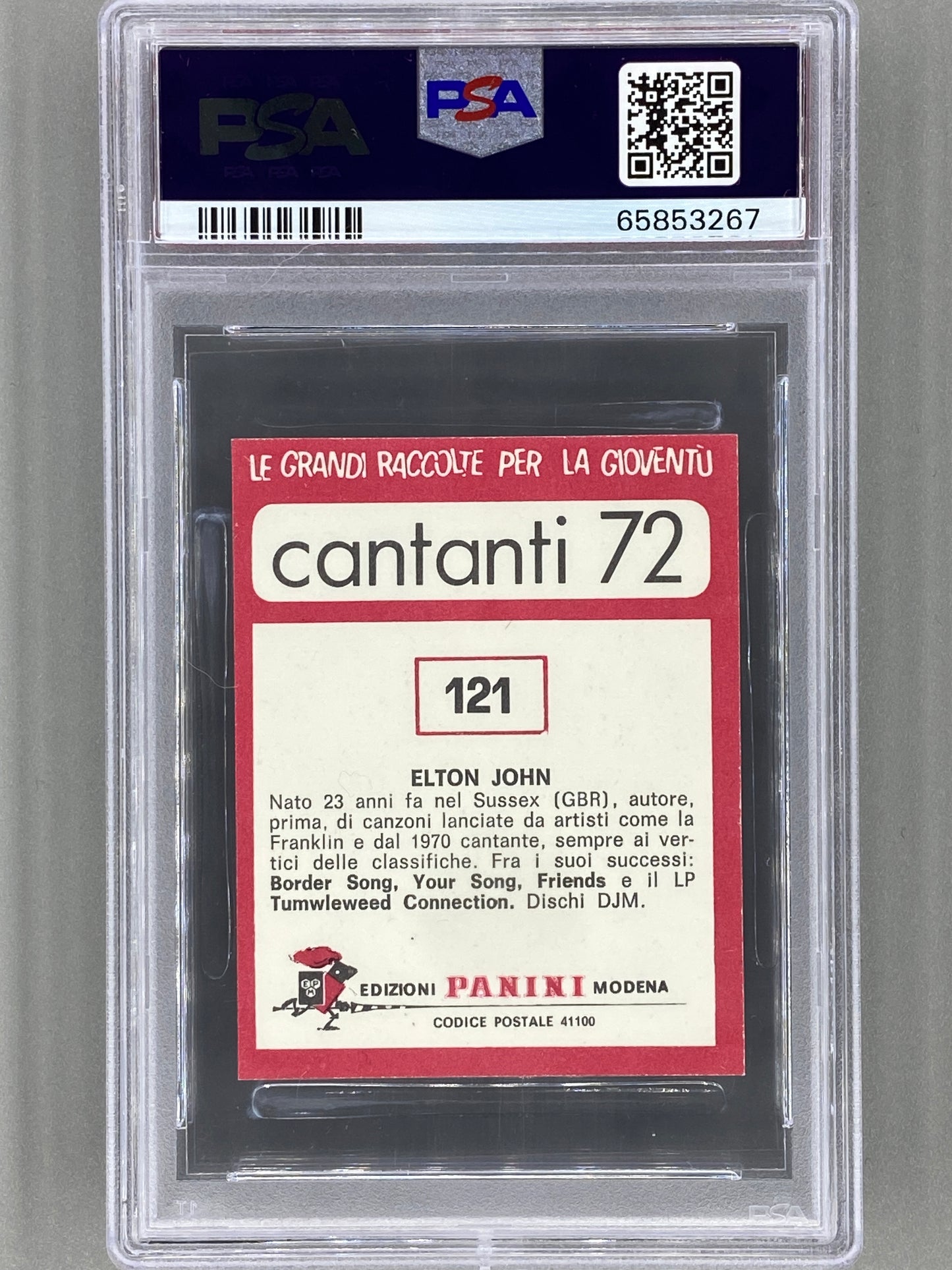 1972 Panini #121 Elton John Cantanti 72 PSA 7 - Pop 14 (Music)
