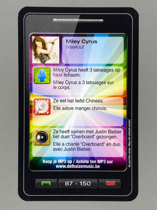 2011 Delhaize #87 Miley Cyrus Star & Tunes (Belgium) (Music)