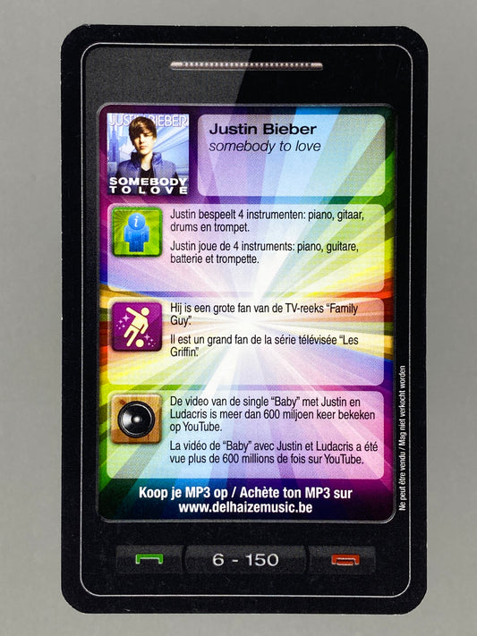 2011 Delhaize #6 Justin Bieber Star & Tunes (Belgium) (Music)