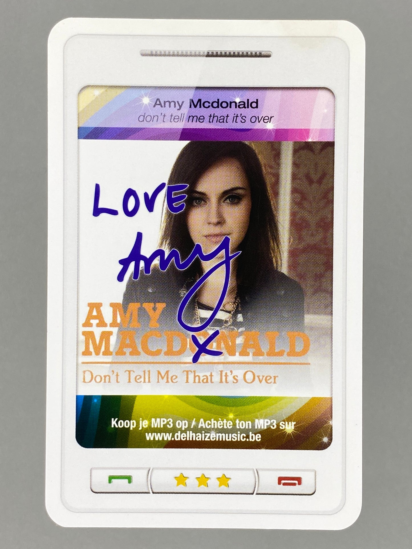 2011 Delhaize Amy Macdonald Star & Tunes Autograph Card (Belgium) (Music)