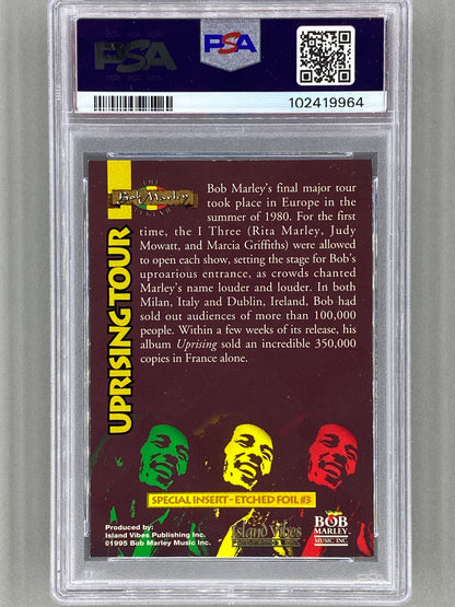 1995 Bob Marley Legend #EF3 Uprising Tour Etched Foil PSA 8 Pop 8 (Music)
