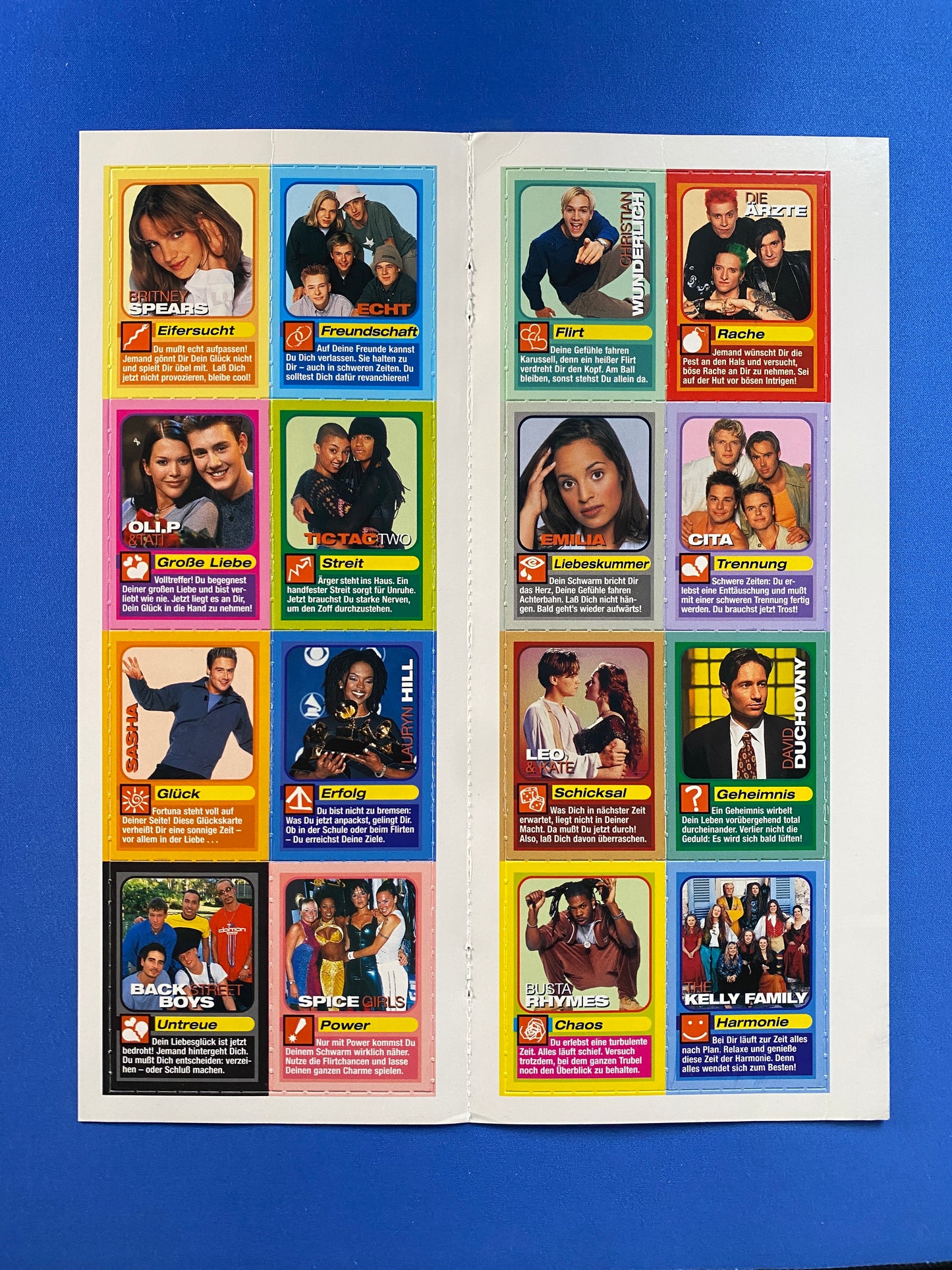 1999 Bravo Love Cards Lot Britney Spears Uncut 16 Card Sheet (Germany) (Music)