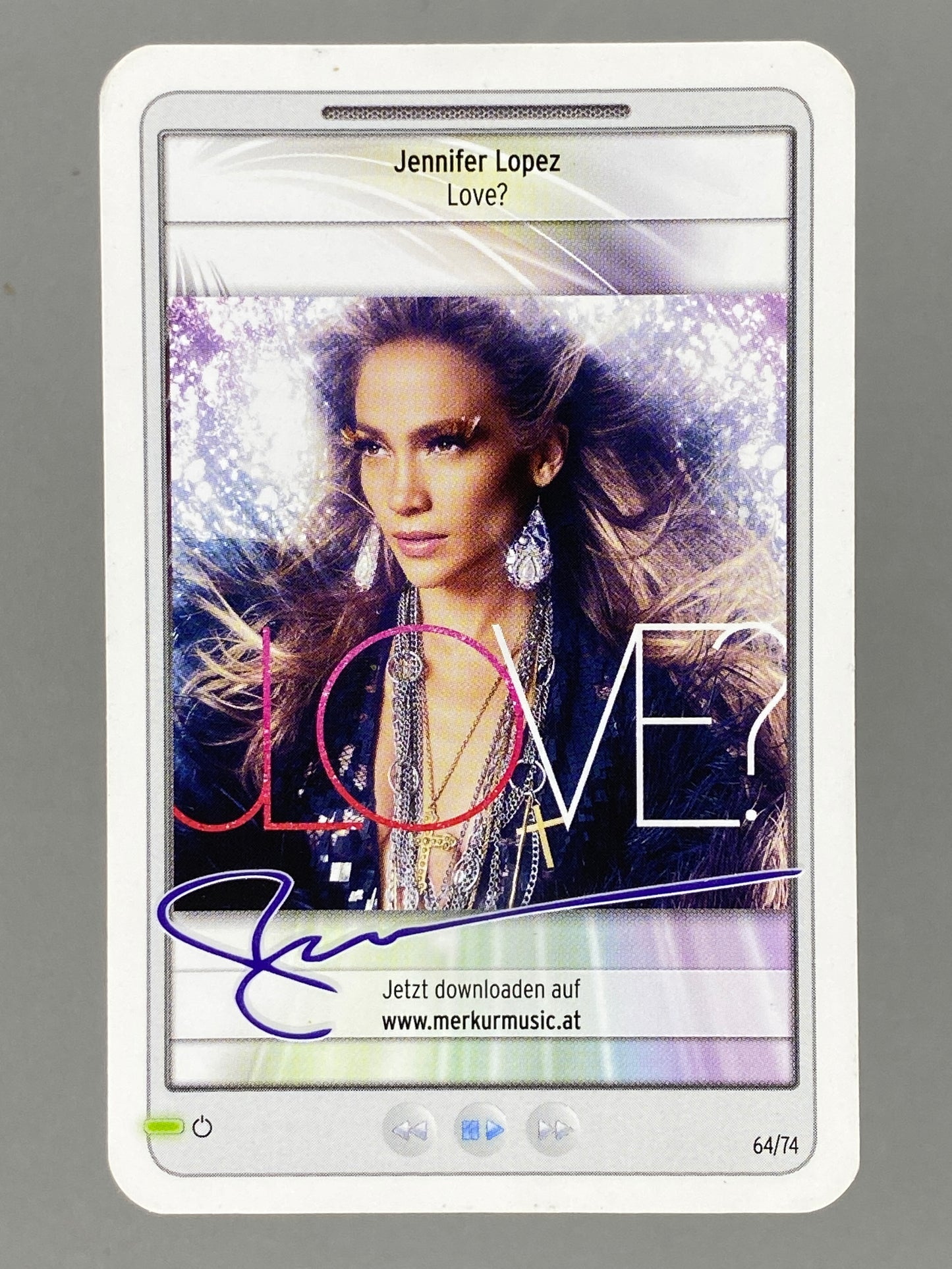 2012 Merkur #64/74 Jennifer Lopez Star & Tunes Autograph Card (Austria) (Music)