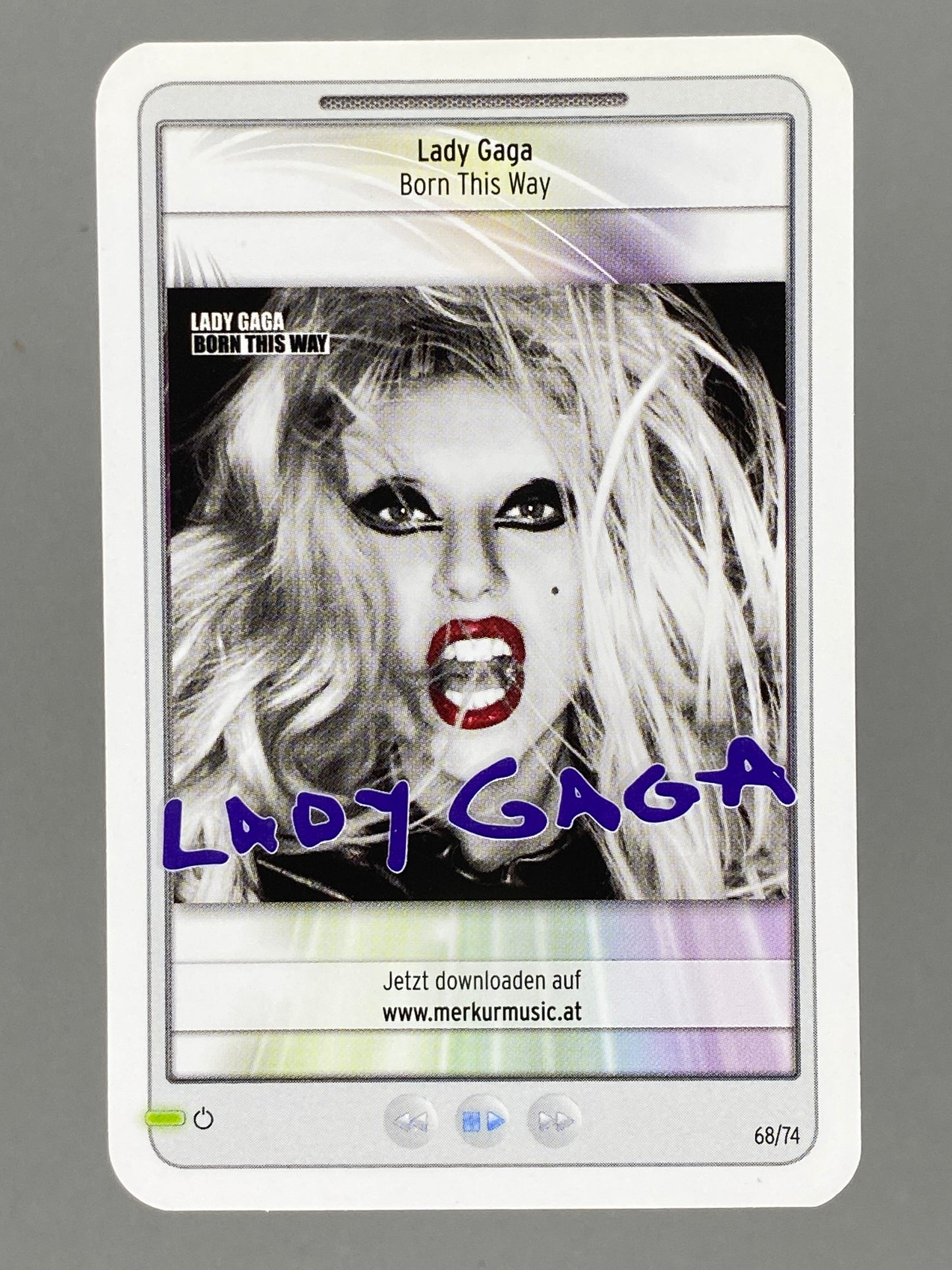 2012 Merkur #68/74 Lady Gaga Star & Tunes Autograph Card (Austria) (Music)