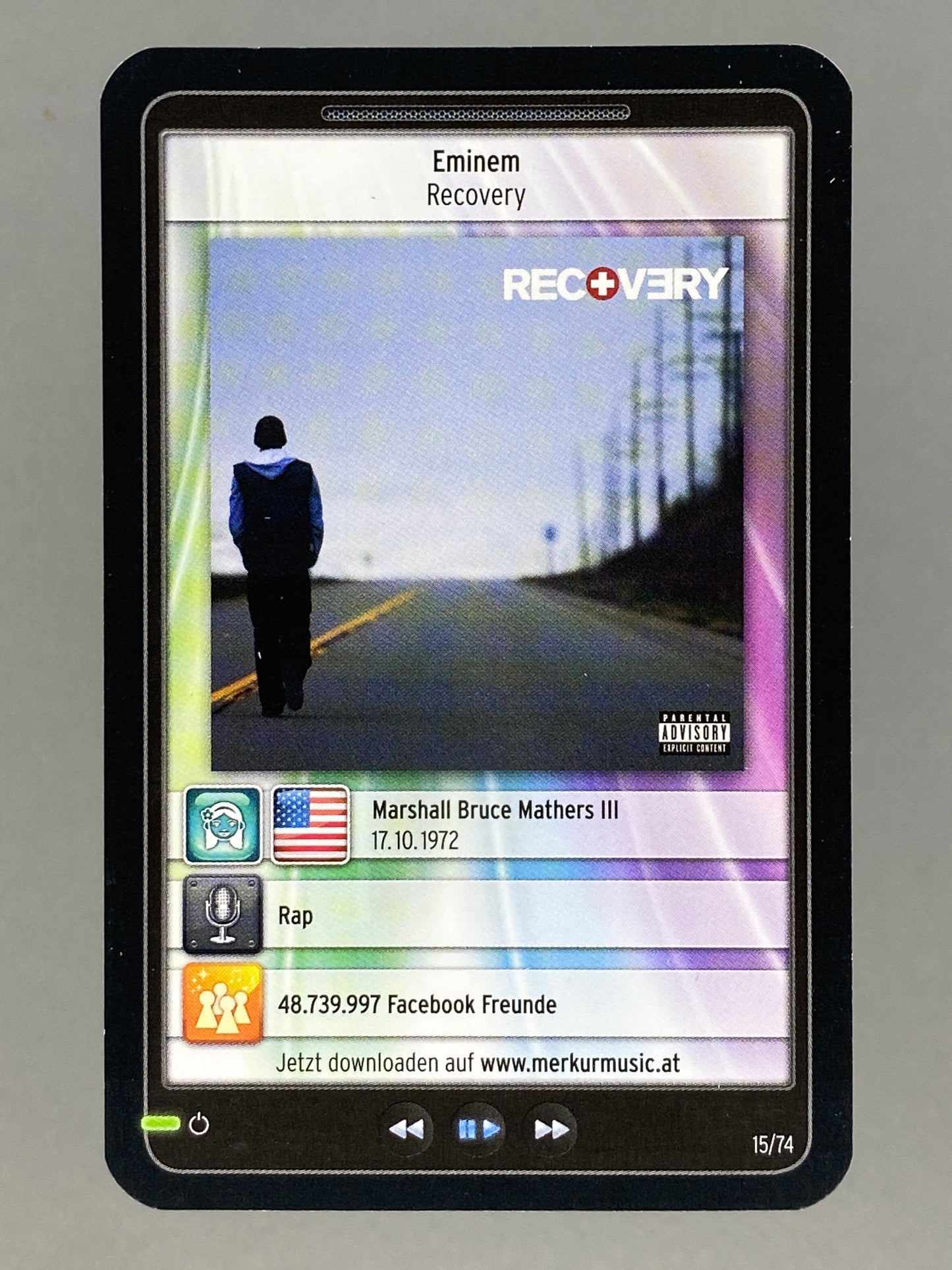 2012 Merkur #15/74 Eminem Star & Tunes (Austria) (Music)