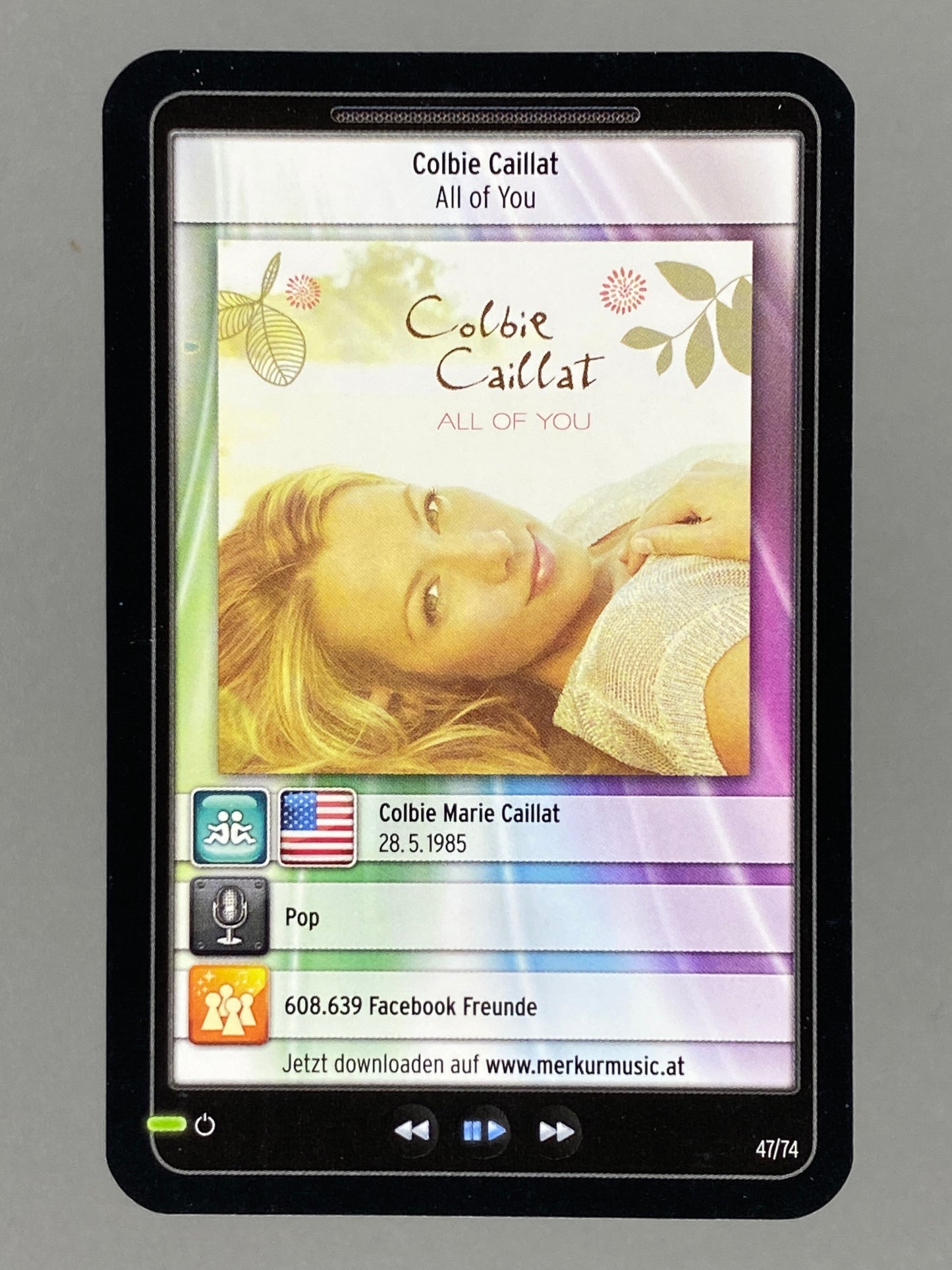 2012 Merkur #47/74 Colbie Callat Star & Tunes (Austria) (Music)