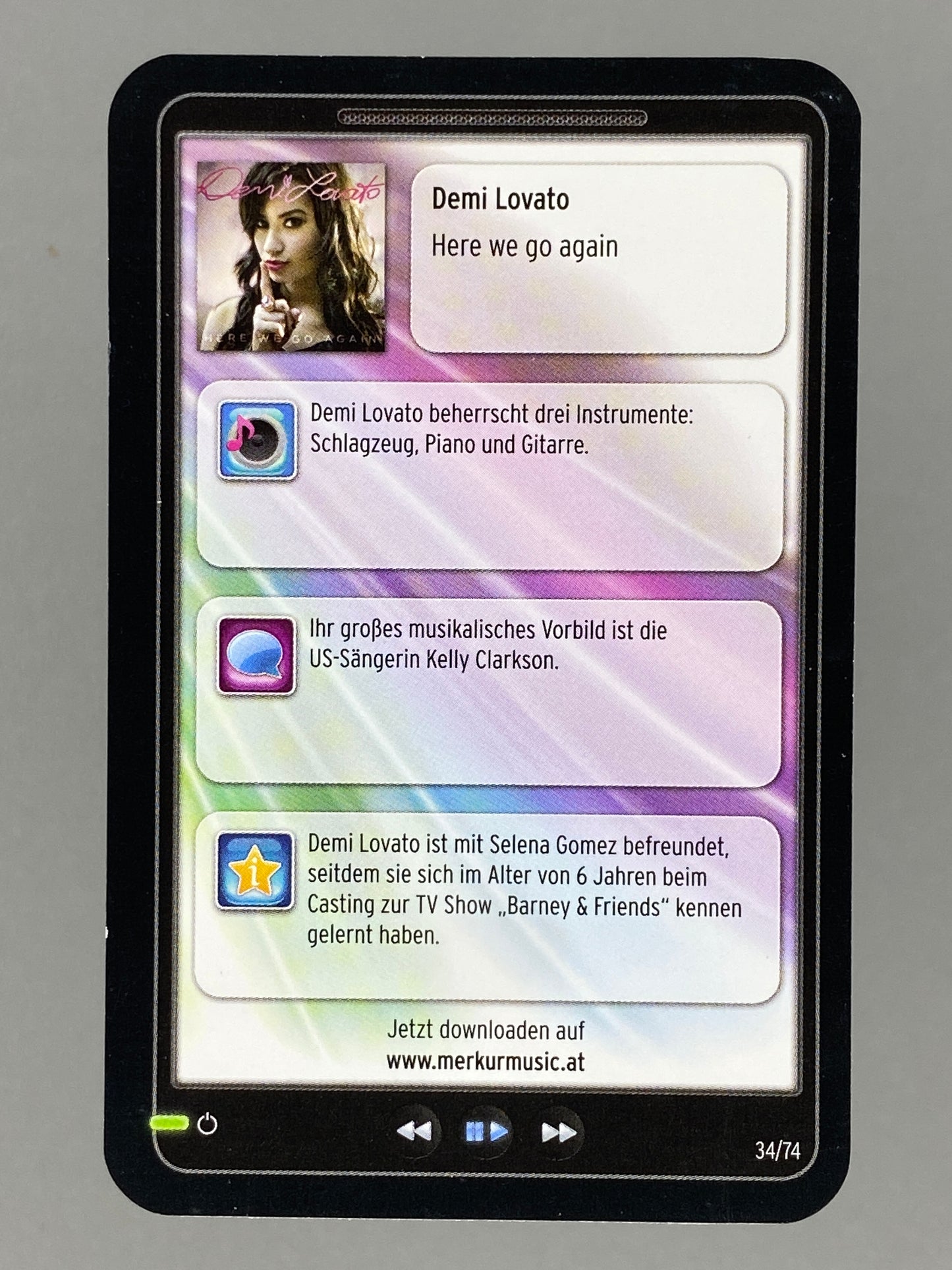 2012 Merkur #34/74 Demi Lovato Star & Tunes (Austria) (Music)