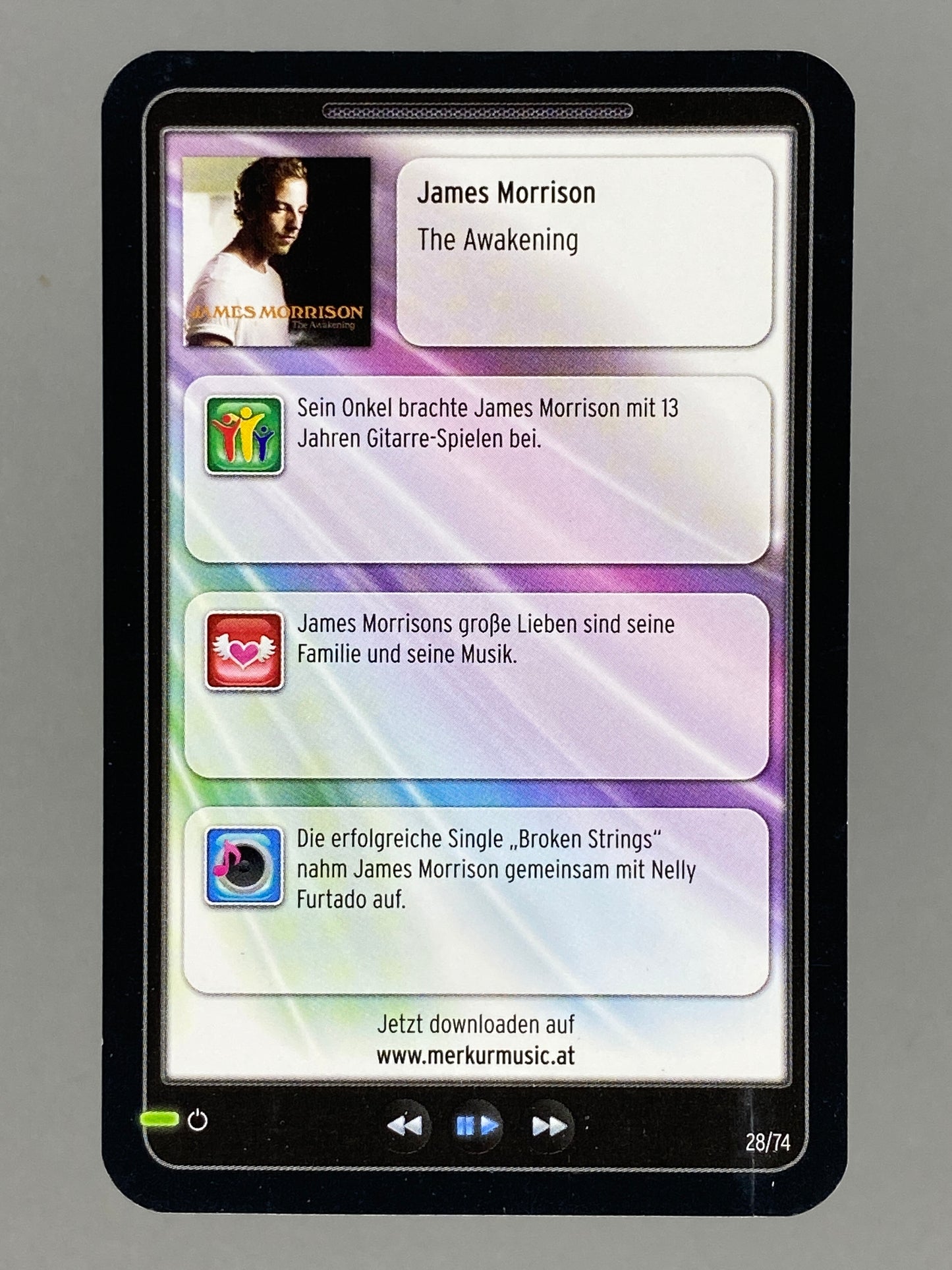 2012 Merkur #28/74 James Morrison Star & Tunes (Austria) (Music)