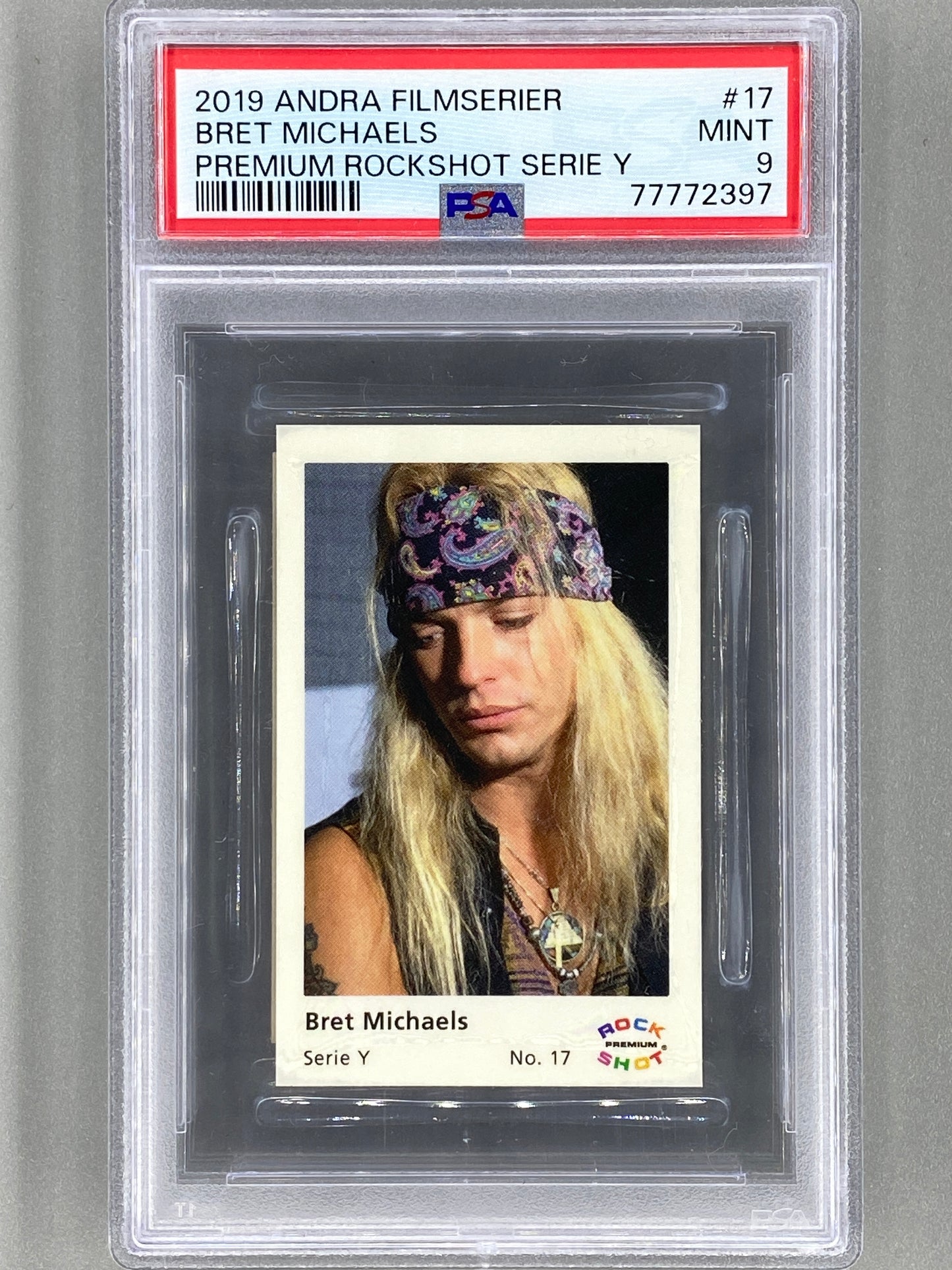 2019 Andra Filmserier #17 Bret Michaels Premium ROCKSHOT Serie Y PSA 9 Pop 2 - 2 Higher (Music)