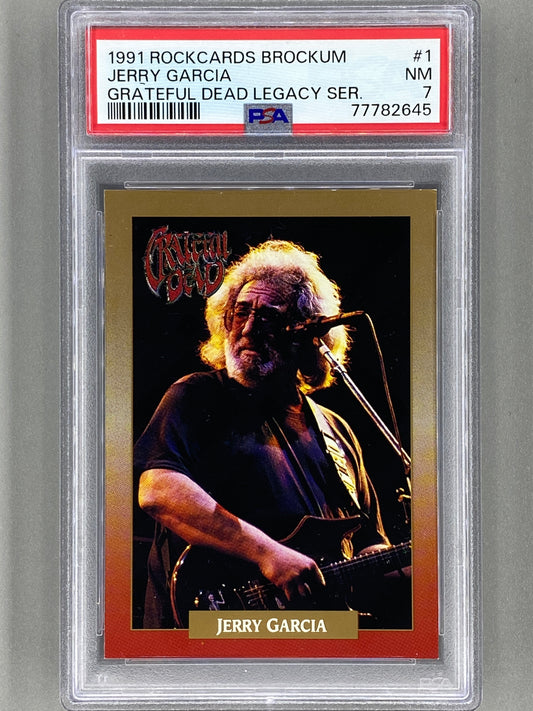 1991 Brockum Rockcards #1 Jerry Garcia Grateful Dead Legacy Series PSA 7 Pop 14 (Music)