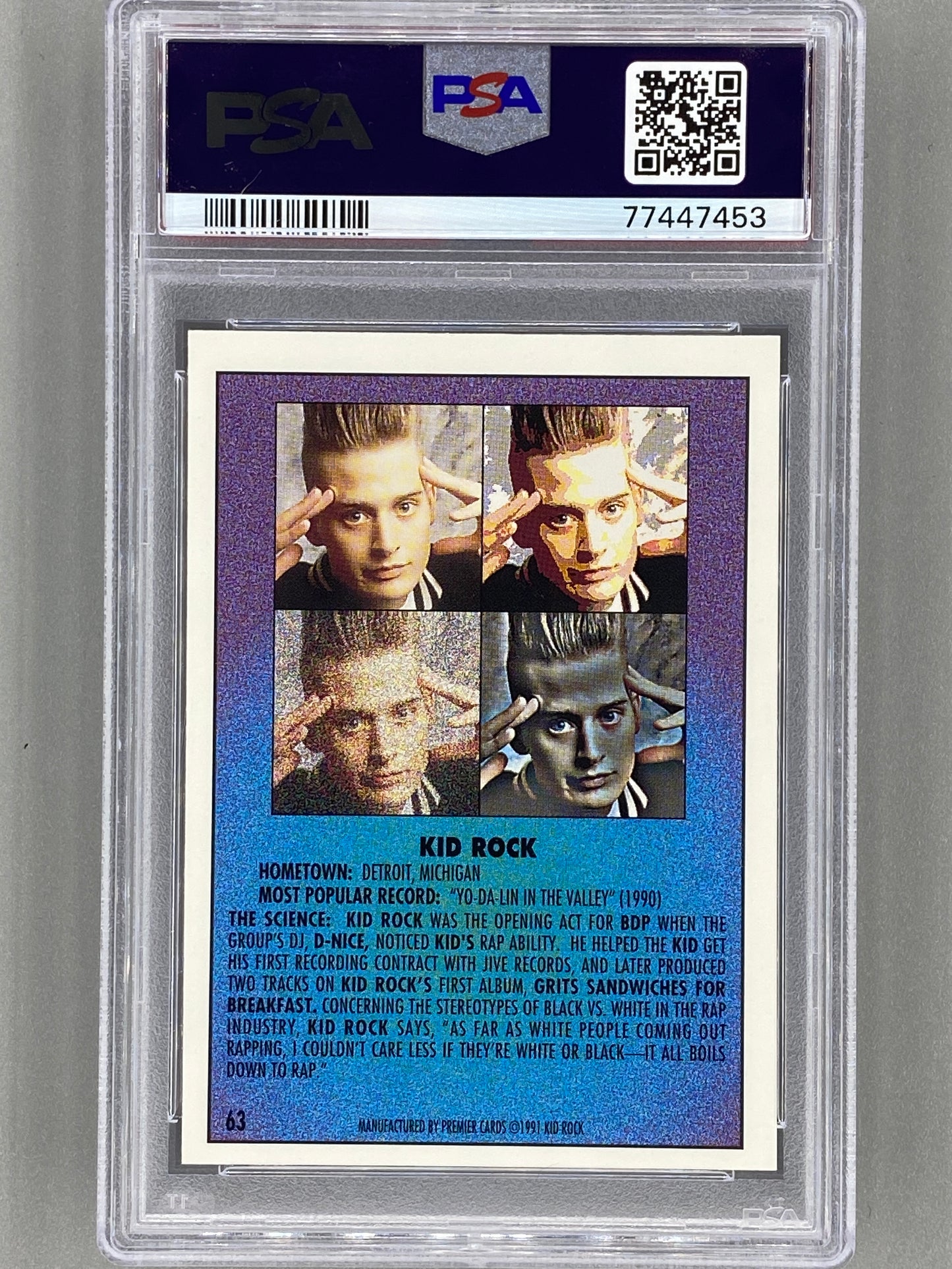 1991 Premier Rap Pack #63 Kid Rock PSA 10 - Pop 25 (Music)