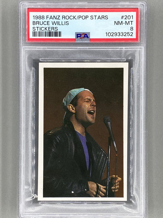 1988 Fanz #201 Bruce Willis Rock/Pop Stars Stickers PSA 8 - Pop 6 (Music)