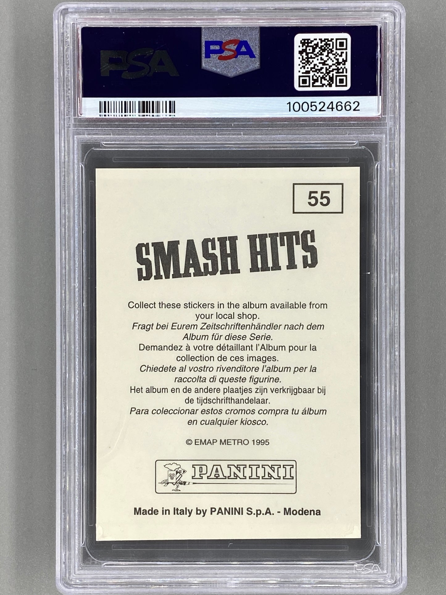 1995 Panini #55 Billie Joe Armstrong Smash Hits Stickers PSA 8 Pop 9 (Music)