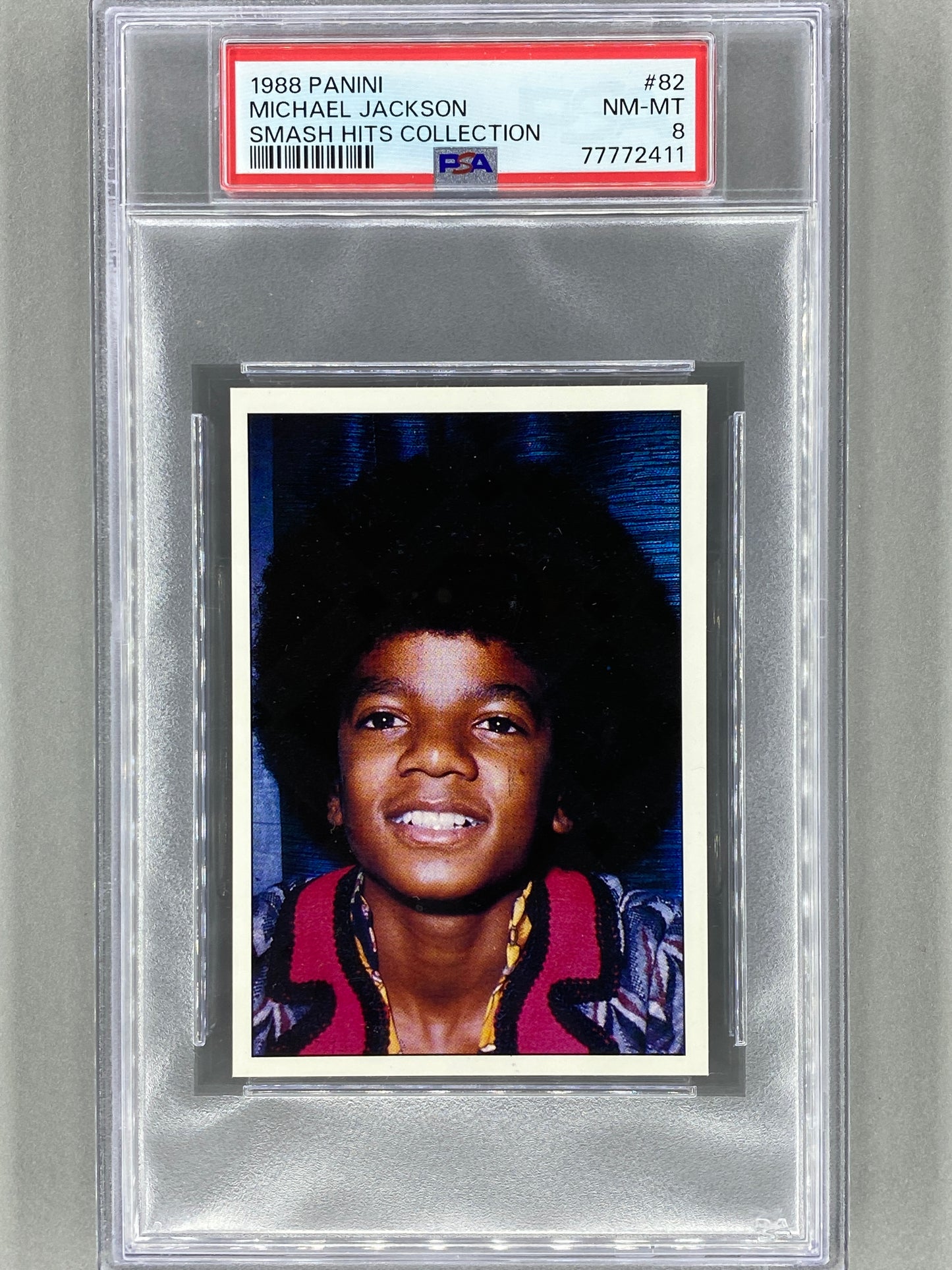 1988 Panini #82 Michael Jackson Smash Hits Sticker Collection PSA 8 - Pop 1 (Music)