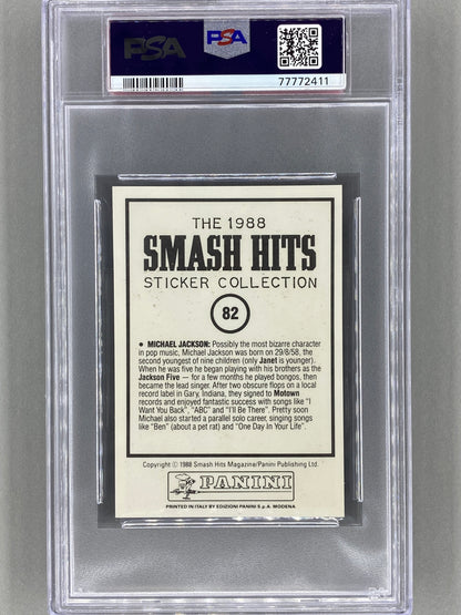 1988 Panini #82 Michael Jackson Smash Hits Sticker Collection PSA 8 - Pop 1 (Music)