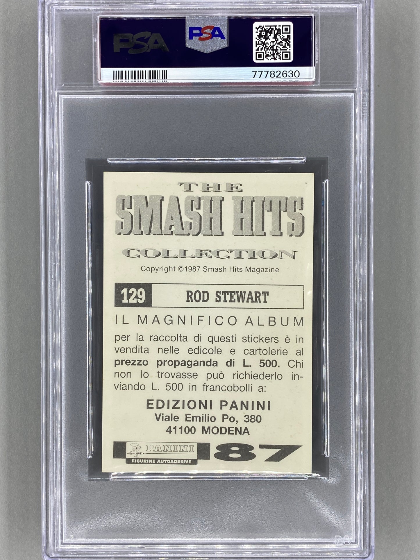 1987 Panini #129 Rod Stewart Smash Hits Collection Italian PSA 6 - Pop 1 (Music)