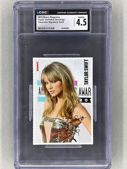 2013 Bravo Taylor Swift / Kat Dennings Facsimile Autograph (Bulgaria) CGC 4.5 Pop 1 (Music)