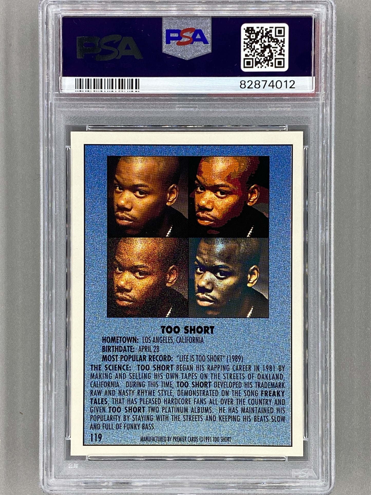 1991 Premier Rap Pack #119 Too Short PSA 9 - Pop 10 (Music)