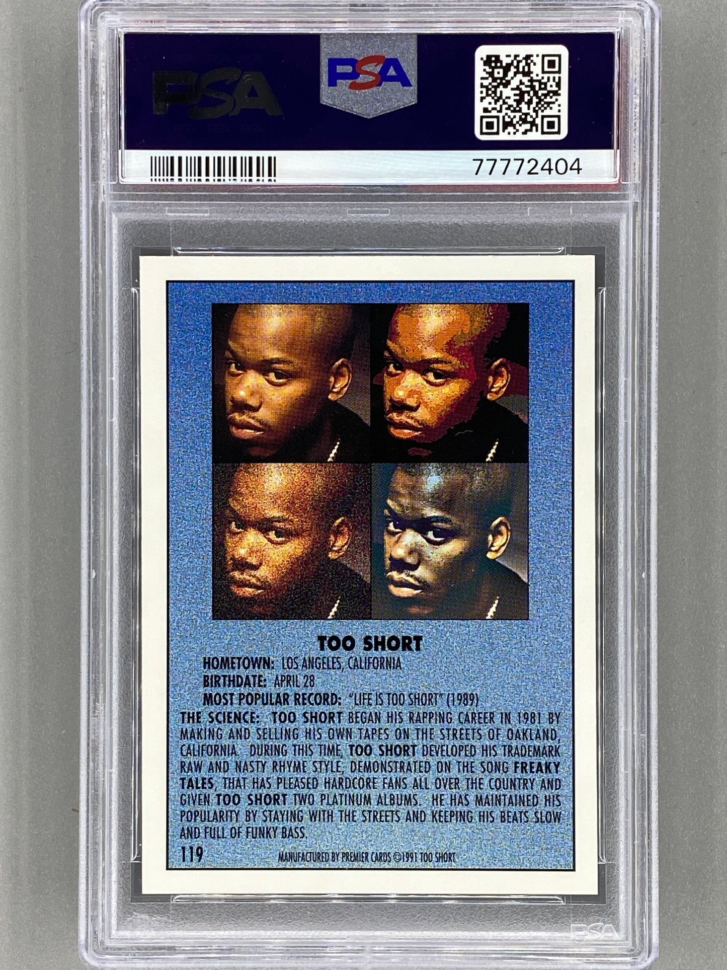 1991 Premier Rap Pack #119 Too Short PSA 10 - Pop 21 (Music)