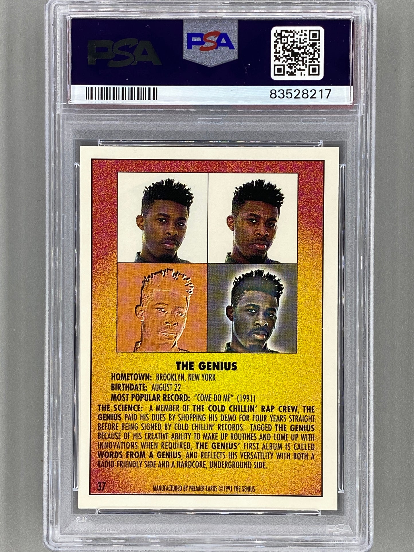 1991 Premier Rap Pack #37 The Genius PSA 10 - Pop 6 (Music)