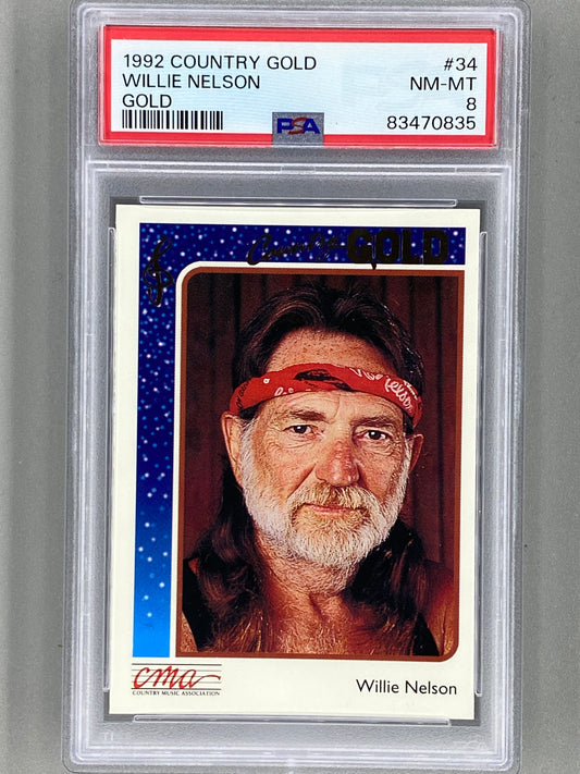 1992 Sterling Country Gold #34 Willie Nelson Gold PSA 8 - Pop 6 (Music)