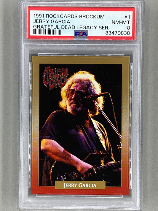 1991 Brockum Rockcards #1 Jerry Garcia Grateful Dead Legacy Series PSA 8 Pop 29 (Music)