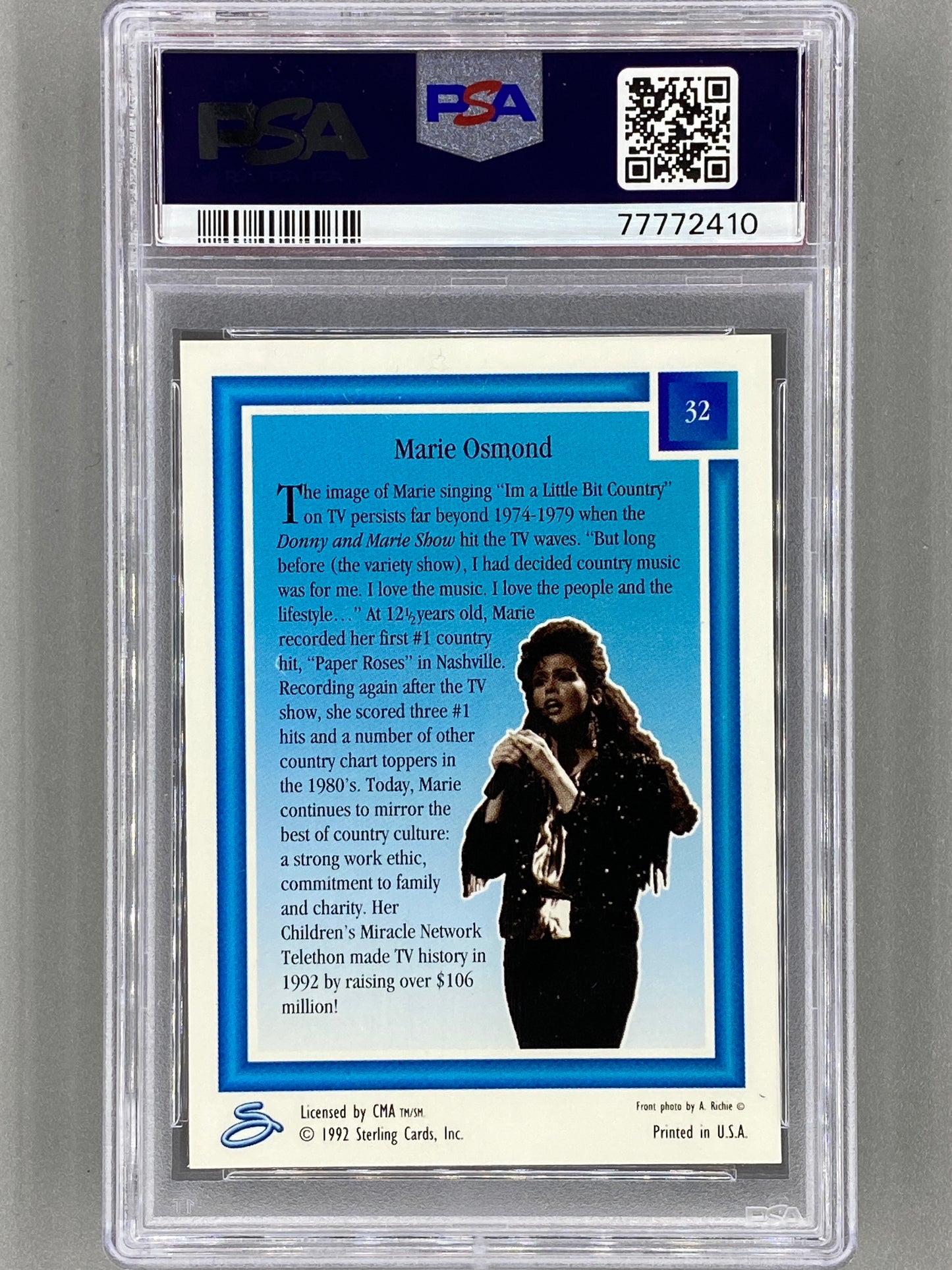 1992 Sterling Country Gold #32 Marie Osmond Gold PSA 8 - Pop 1 - None Higher (Music)