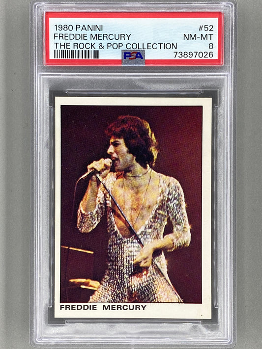 1980 Panini #52 Freddie Mercury The Rock & Pop Collection PSA 8 Pop 4 (Music)