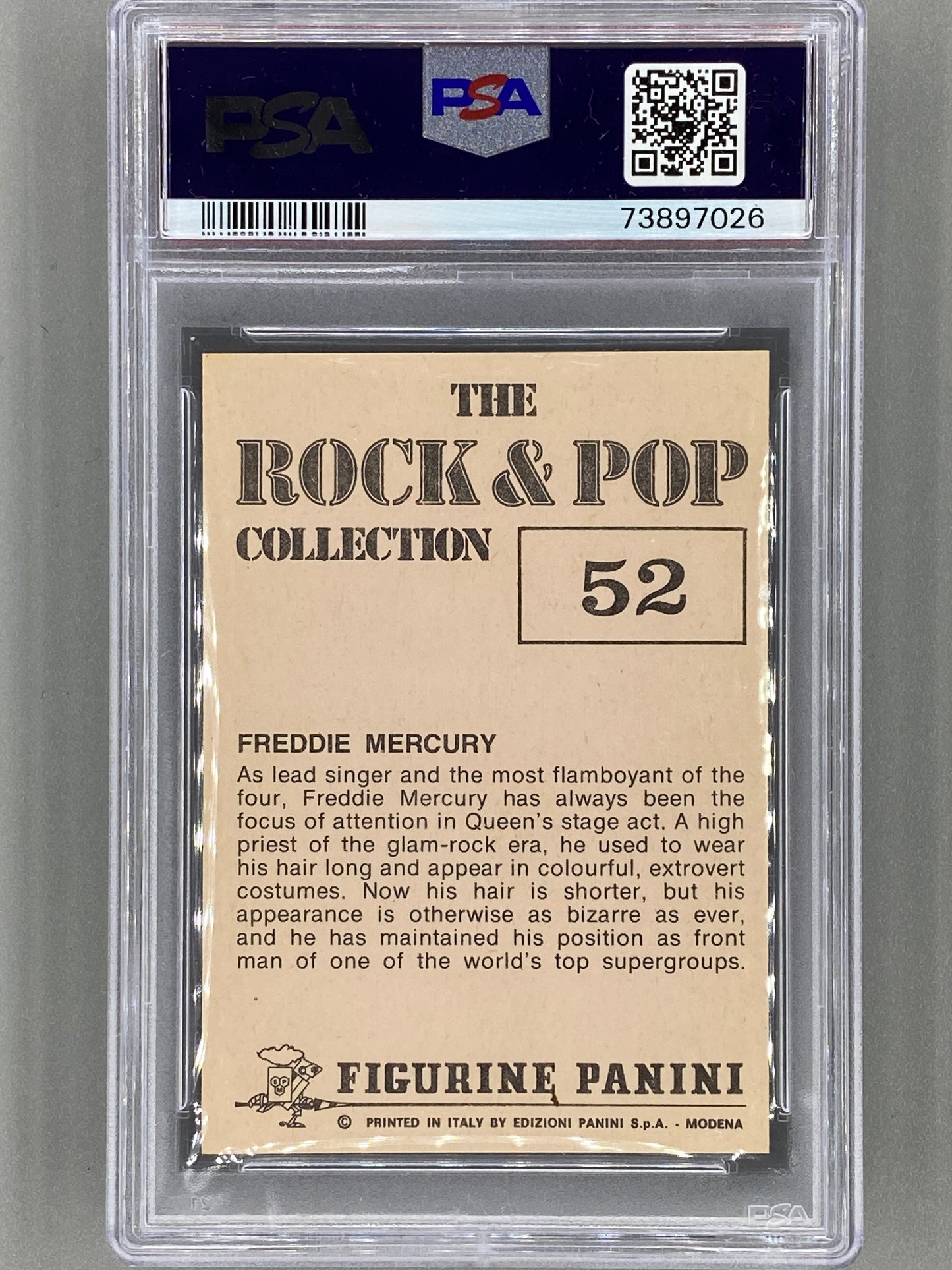 1980 Panini #52 Freddie Mercury The Rock & Pop Collection PSA 8 Pop 4 (Music)